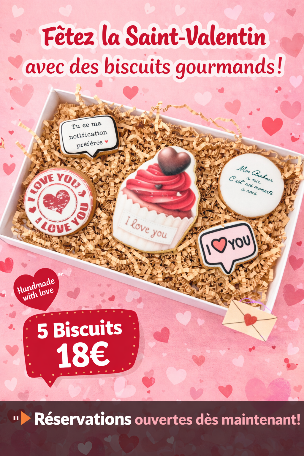 Box 5 biscuits Saint Valentin
